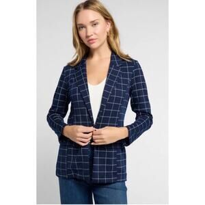 Liverpool Navy Windowpane Blazer Jacket Small Academia Work Career
